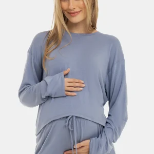 Cropped zwangerschapstop van zachte Tencel™ modal – lavendel